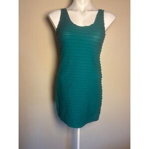Lexi Teal Green Sleeveless Tiered Bandage Bodycon Mini Dress Medium